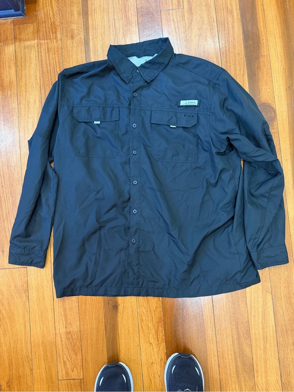 Habit Mens XL Long Sleeve Fishing Shirt UPF 40+ Solar Factor Black Kenya